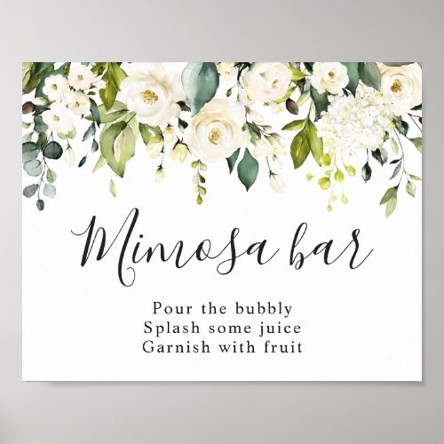 Elegant Eucalyptus Floral Mimosa Bar Wedding Sign