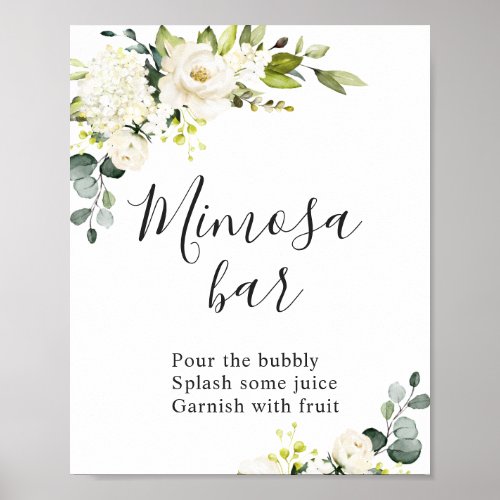 Elegant Eucalyptus Floral Mimosa Bar Wedding Sign