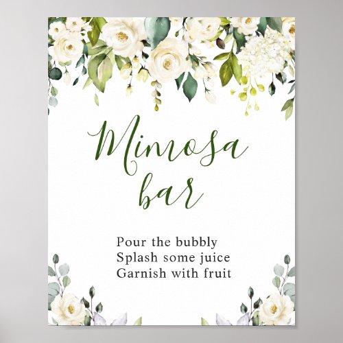 Elegant Eucalyptus Floral Mimosa Bar Wedding Sign