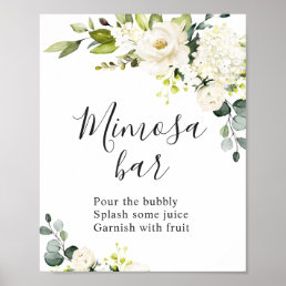 Elegant Eucalyptus Floral Mimosa Bar Wedding Sign