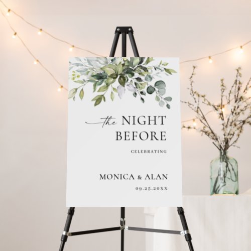 Elegant Eucalyptus Floral REHEARSAL DINNER Welcome Foam Board