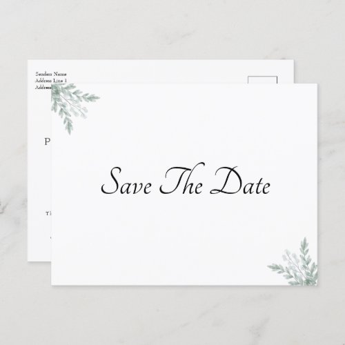 Elegant Eucalyptus Floral Save The Date Wedding Invitation Postcard