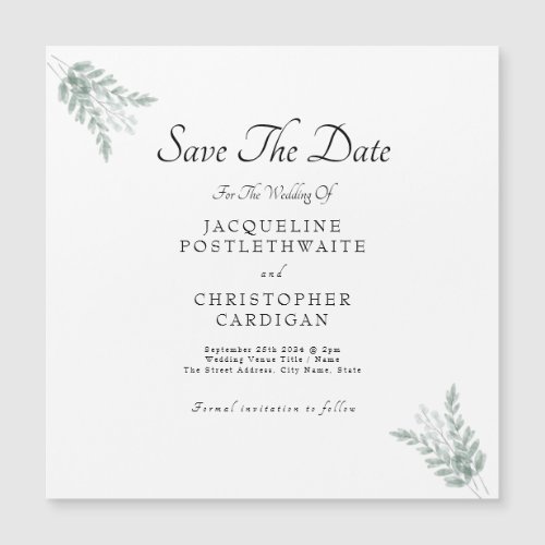 Elegant Eucalyptus Floral Save The Date Wedding Magnetic Invitation