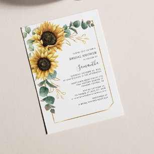 Elegant Eucalyptus Floral Sunflower Bridal Shower Invitation