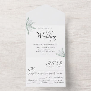 Elegant Eucalyptus Floral Watercolor Wedding All In One Invitation