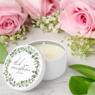 Elegant Eucalyptus Floral Wedding Thank You Mini Candle Favors