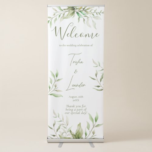 Elegant Eucalyptus Foliage Botanical Wedding Retractable Banner