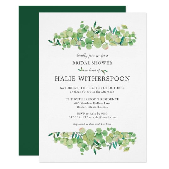 Elegant Eucalyptus Foliage Bridal Shower Invitation