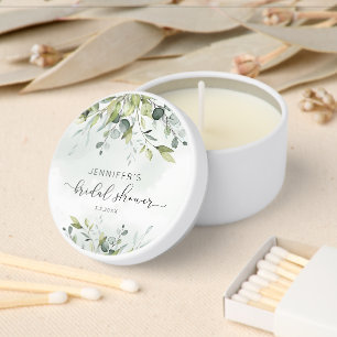 Elegant eucalyptus foliage bridal shower mini candle favors