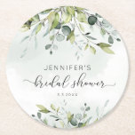 Elegant eucalyptus foliage bridal shower round paper coaster<br><div class="desc">Elegant eucalyptus foliage bridal shower Round Paper Coaster
Matching items available.</div>
