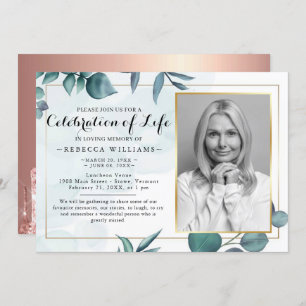 Elegant Eucalyptus Foliage Celebration of life Invitation
