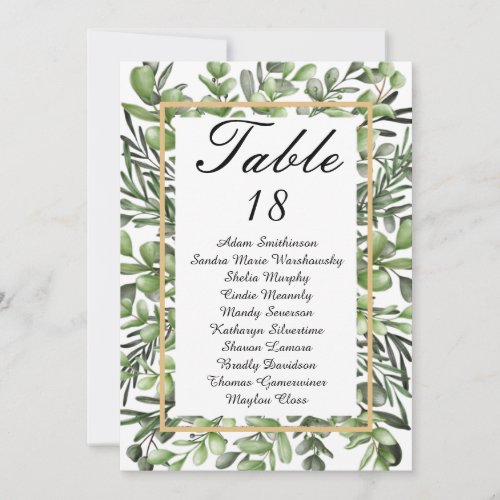 Elegant Eucalyptus Foliage Greenery Table Number 