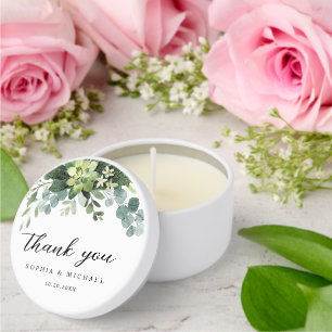 Elegant Eucalyptus Foliage Thank You Wedding  Mini Candle Favors