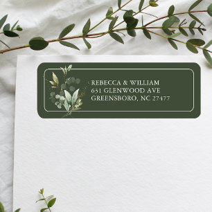 Elegant Eucalyptus Foliage Wedding Return Address Label