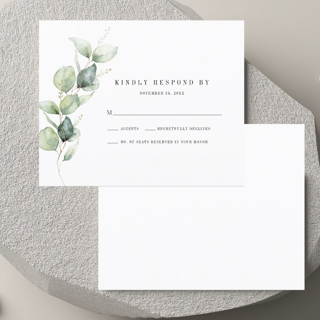 Elegant Eucalyptus Foliage Wedding RSVP Card (Watercolor Eucalyptus Foliage Wedding RSVP Card)