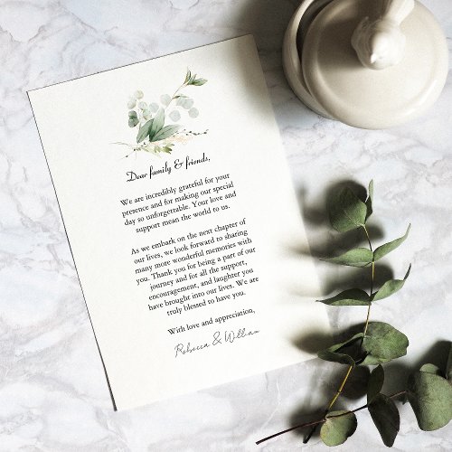 Elegant Eucalyptus Foliage Wedding Thank You Card