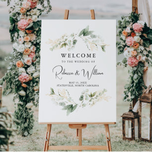 Elegant Eucalyptus Foliage Wedding Welcome Foam Board