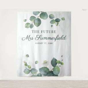 Elegant Eucalyptus Future Mrs Photo Booth Backdrop