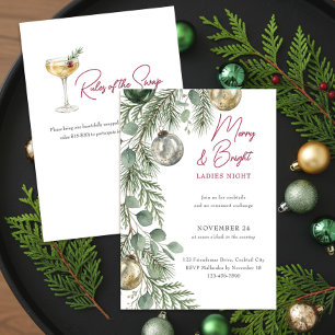 Elegant Eucalyptus Garland Ornament Exchange Invitation