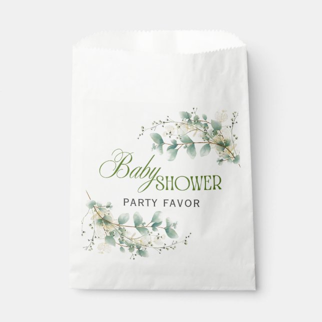Elegant Eucalyptus Gender Neutral Baby Shower Favor Bag (Front)