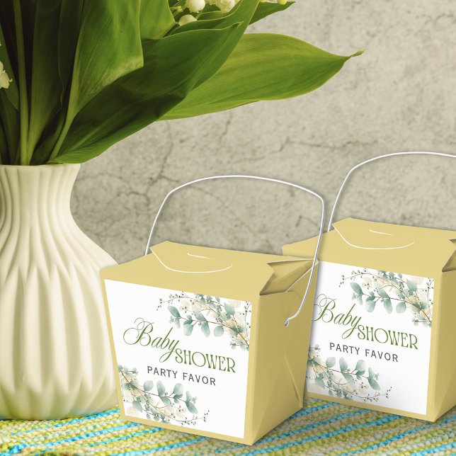 Elegant Eucalyptus Gender Neutral Baby Shower Favor Boxes (Creator Uploaded)