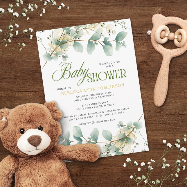 Elegant Eucalyptus Gender Neutral Baby Shower Invitation (Creator Uploaded)