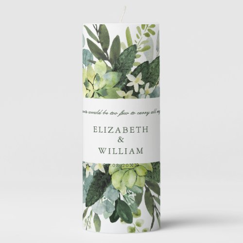 Elegant Eucalyptus Geometric Greenery Wedding Pillar Candle