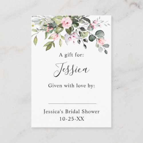 Elegant Eucalyptus Gift Bridal DISPLAY SHOWER Encl Enclosure Card