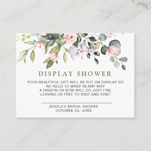 Elegant Eucalyptus Gift Bridal DISPLAY SHOWER Enclosure Card
