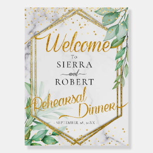 Elegant Eucalyptus Glitter Rehearsal Dinner Sign