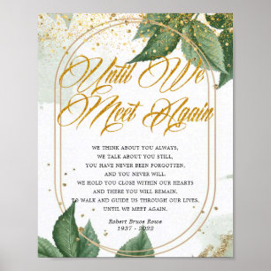 Elegant Eucalyptus Gold Funeral Poem Sign