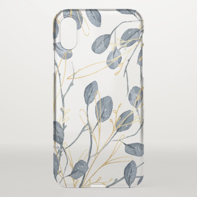 Elegant Eucalyptus Gold Garden Floral Uncommon iPhone Case (Back)