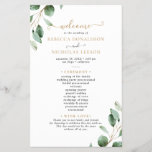 Elegant Eucalyptus Gold Greenery Wedding Program<br><div class="desc">Designed to coordinate with our Moody Greenery wedding collection,  this customizable Ceremony Program Template features watercolor eucalyptus greenery branches,  paired with an elegant script & classy serif font in gold and dark gray. To make advanced changes,  please select "Click to customize further" option under Personalize this template.</div>