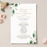 Elegant Eucalyptus Gold Greenery Wedding Program<br><div class="desc">Designed to coordinate with our Moody Greenery wedding collection,  this customizable Ceremony Program Template features watercolor eucalyptus greenery branches,  paired with an elegant script & classy serif font in gold and dark gray. To make advanced changes,  please select "Click to customize further" option under Personalize this template.</div>