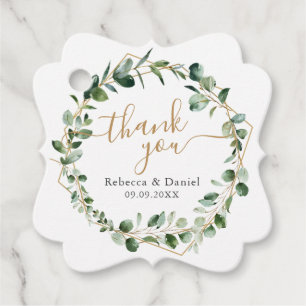 Elegant Eucalyptus Gold Greenery Wedding Thank You Favor Tags