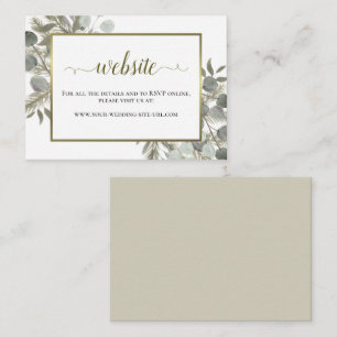 Elegant Eucalyptus & Golden Pine Wedding Website Enclosure Card