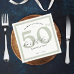Elegant Eucalyptus Green 50th Birthday Party paper Napkins<br><div class="desc">Add a chic custom touch to your birthday celebration. This simple design features a green border that frames the big 50th, it is completely customizable to adapt to any age, in addition, this template has four lines of text for you to personalize. If you need help or different color please...</div>