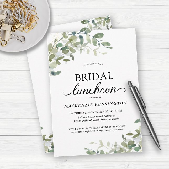 Elegant Eucalyptus Green Bridal Luncheon Invitation (Creator Uploaded)