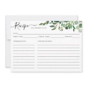 Elegant Eucalyptus Green Bridal Shower Recipe Card