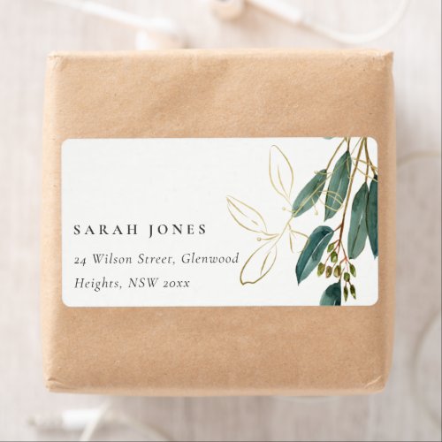 ELEGANT EUCALYPTUS GREEN GOLD FOLIAGE ADDRESS LABE LABEL