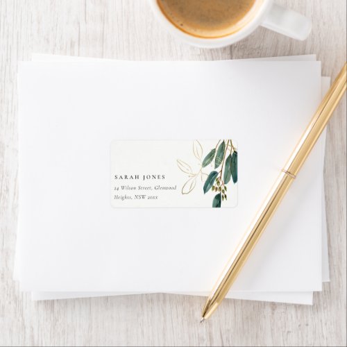 ELEGANT EUCALYPTUS GREEN GOLD FOLIAGE ADDRESS LABE LABEL