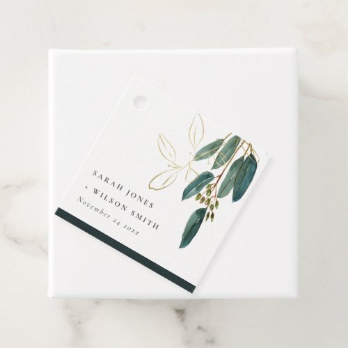 ELEGANT EUCALYPTUS GREEN GOLD FOLIAGE WEDDING FAVOR TAGS