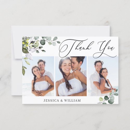 Elegant Eucalyptus Greenery 3 PHOTO Thank You Card