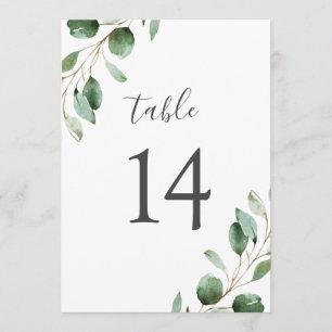Elegant Eucalyptus Greenery 5x7 Table Numbers
