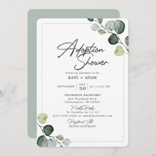 Elegant Eucalyptus Greenery Adoption Baby Shower Invitation