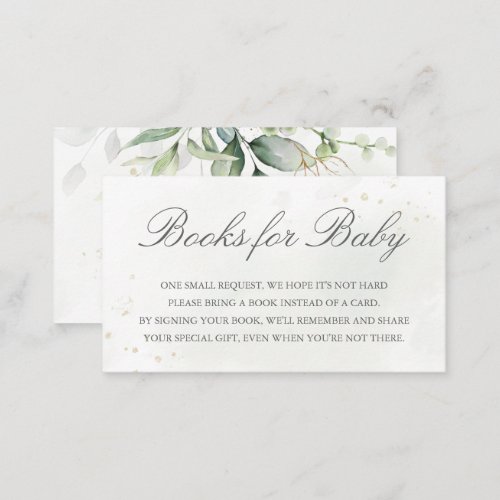 Elegant Eucalyptus Greenery Baby Book Request Enclosure Card