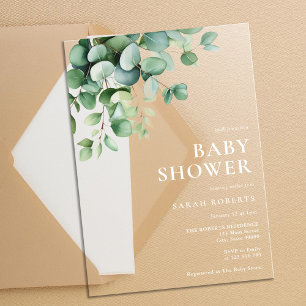 Elegant Eucalyptus Greenery Baby Shower Acrylic Invitations