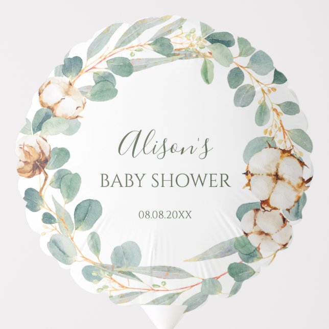 Elegant Eucalyptus Greenery Baby Shower Party Balloon (Front)