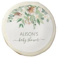 Elegant Eucalyptus Greenery Baby Shower Party  Sugar Cookie