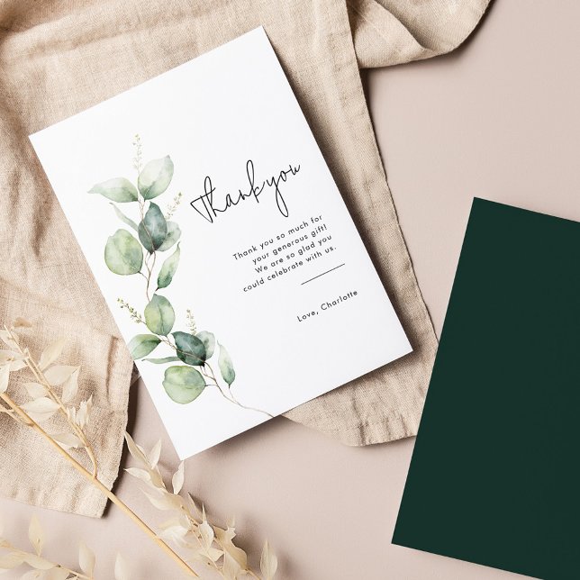 Elegant Eucalyptus Greenery Baby Shower Thank You Card (Eucalyptus Greenery Baby Shower Thank You Card)